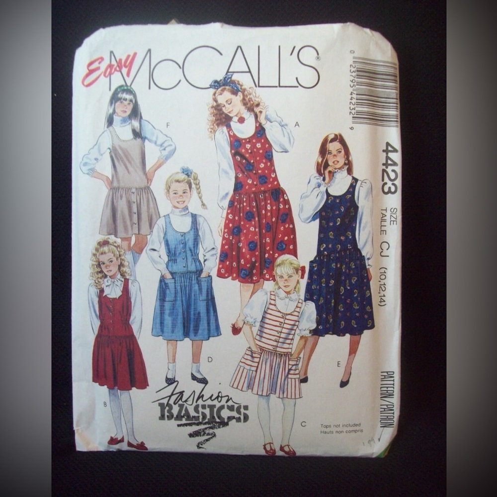 McCalls Pattern 4423 
Girls Jumper Two Lengths 
Sizes 10-14  
CUT Pattern